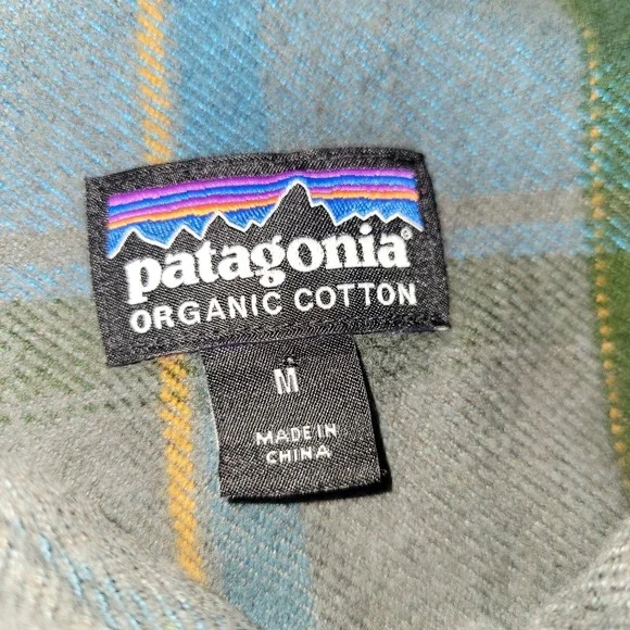 Patagonia Fjord Long Sleeve Flannel Button Up Men's Size Medium Plaid Blue Gray - Picture 3 of 5